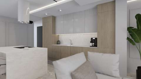 Salon z aneksem kuchennym i jadalnią 