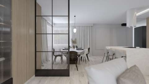 Salon z aneksem kuchennym i jadalnią 