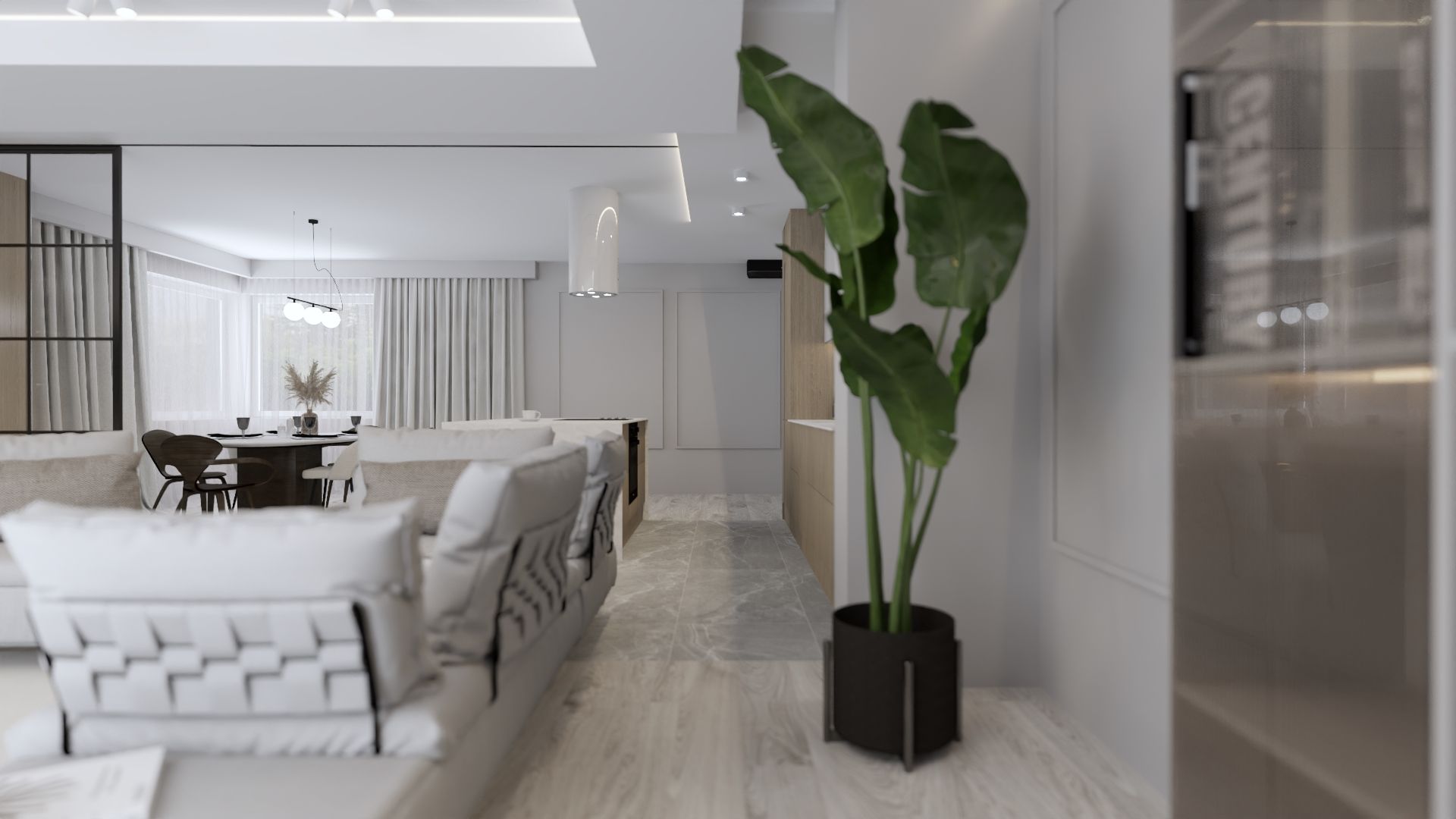 Salon z aneksem kuchennym i jadalnią 