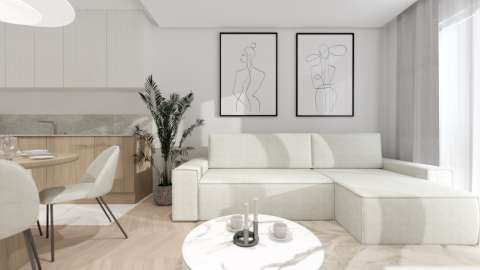 Projekt salonu z aneksem kuchennym