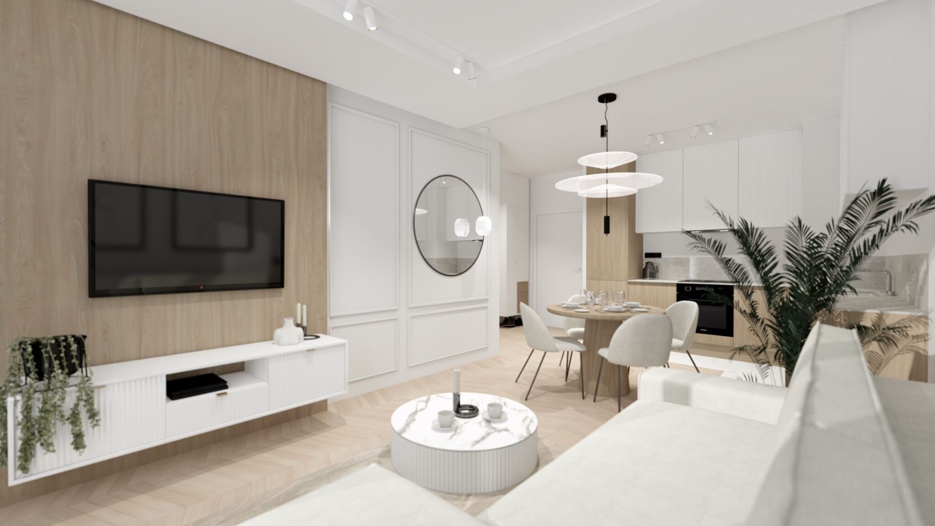 Projekt salonu z aneksem kuchennym