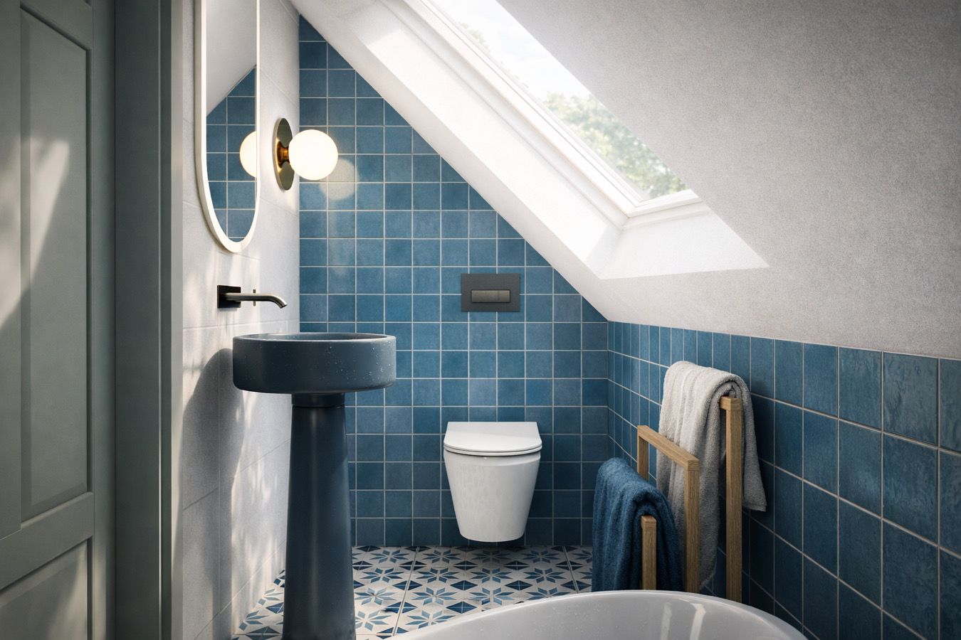 Projekt łazienki na poddaszu 