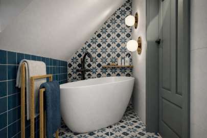 Projekt łazienki na poddaszu 