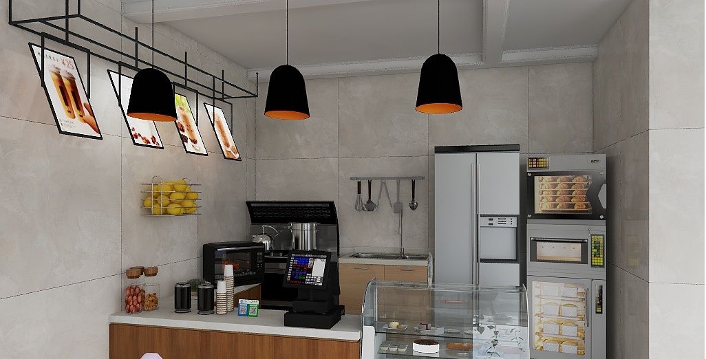 Projekt 3D przytulnego salonu z kominkiem i strefą wypoczynkową