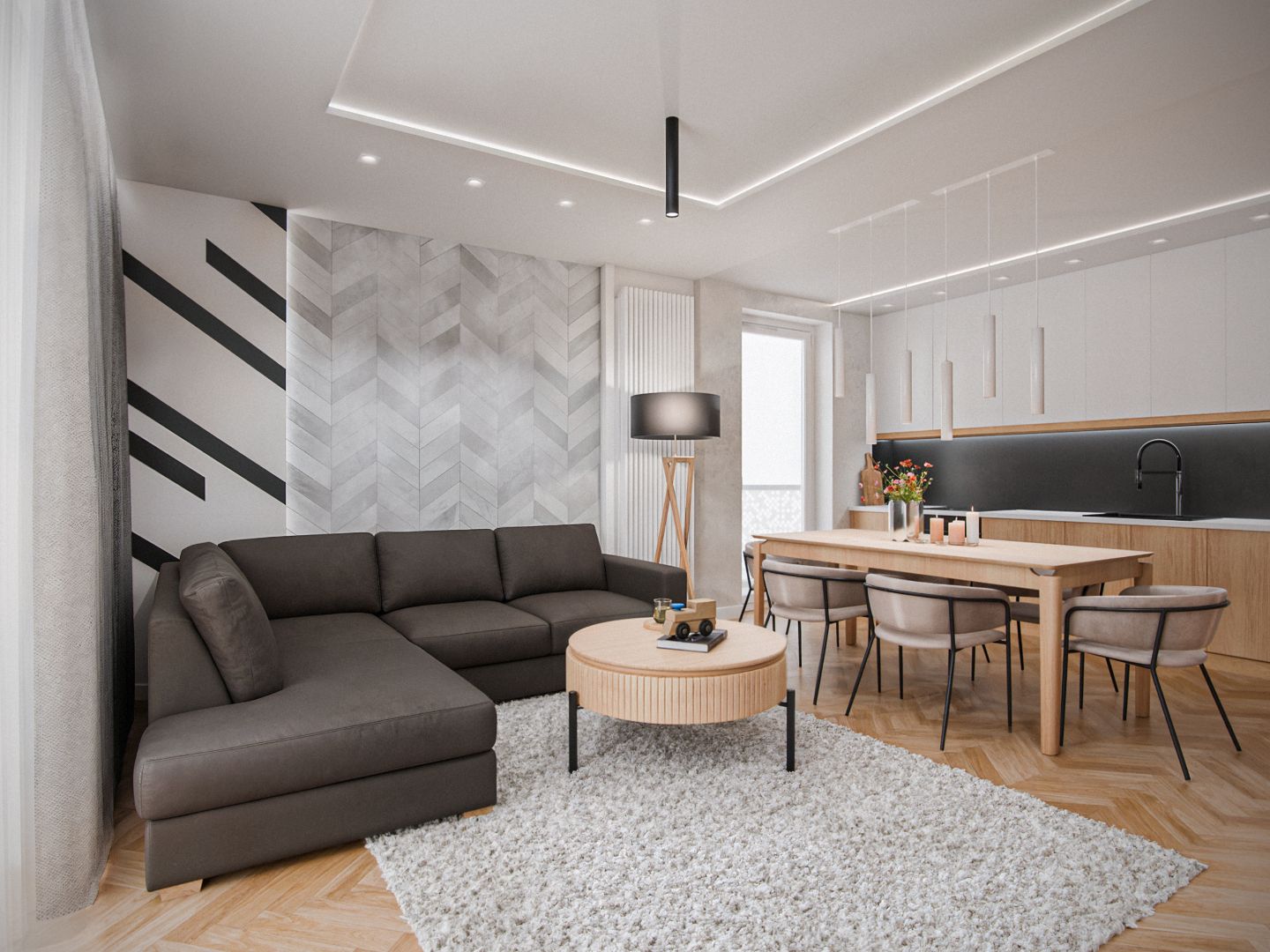 Geometryczny apartament 77 m² (2024, Wrocław)
