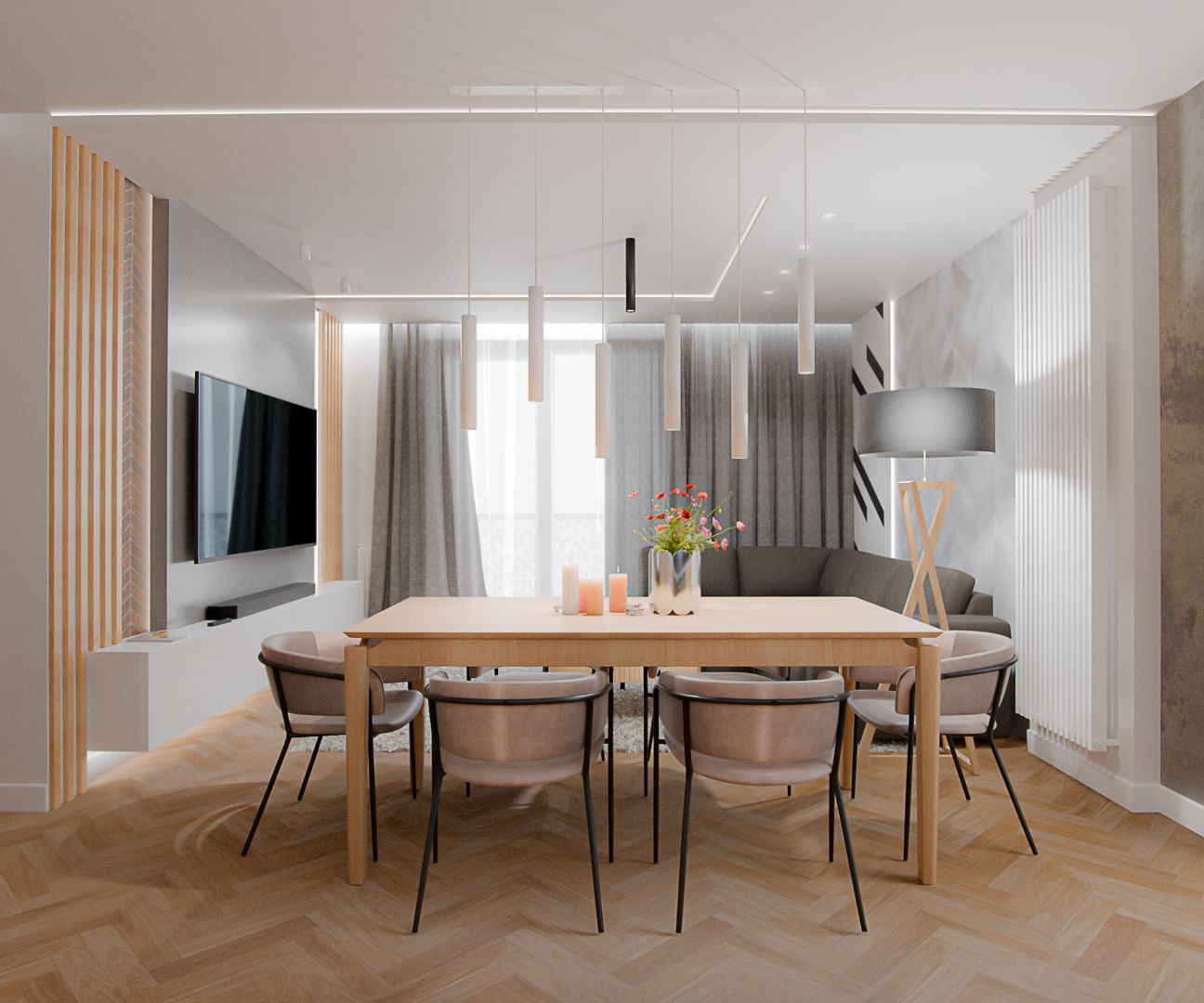 Geometryczny apartament 77 m² (2024, Wrocław)