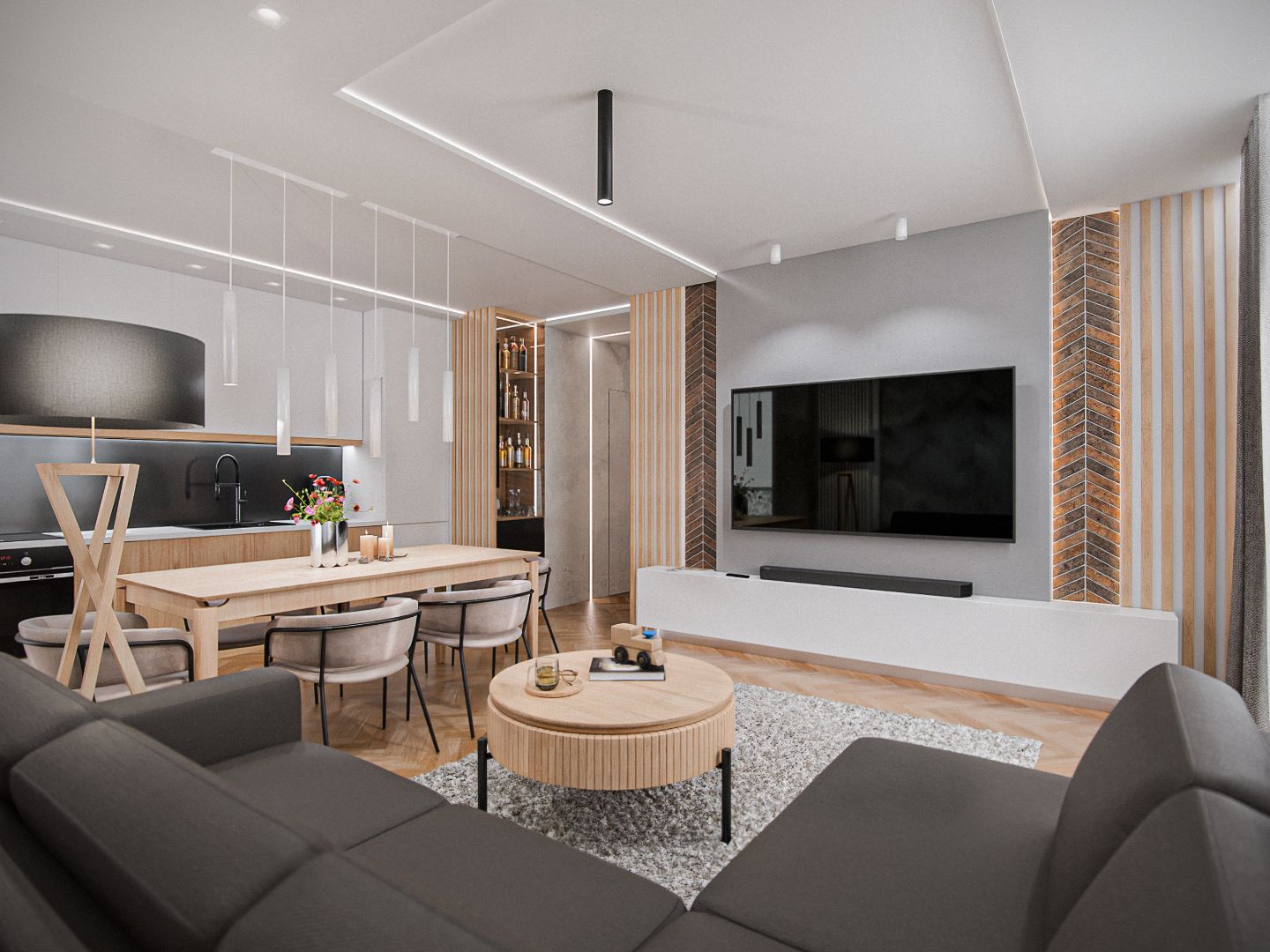 Geometryczny apartament 77 m² (2024, Wrocław)